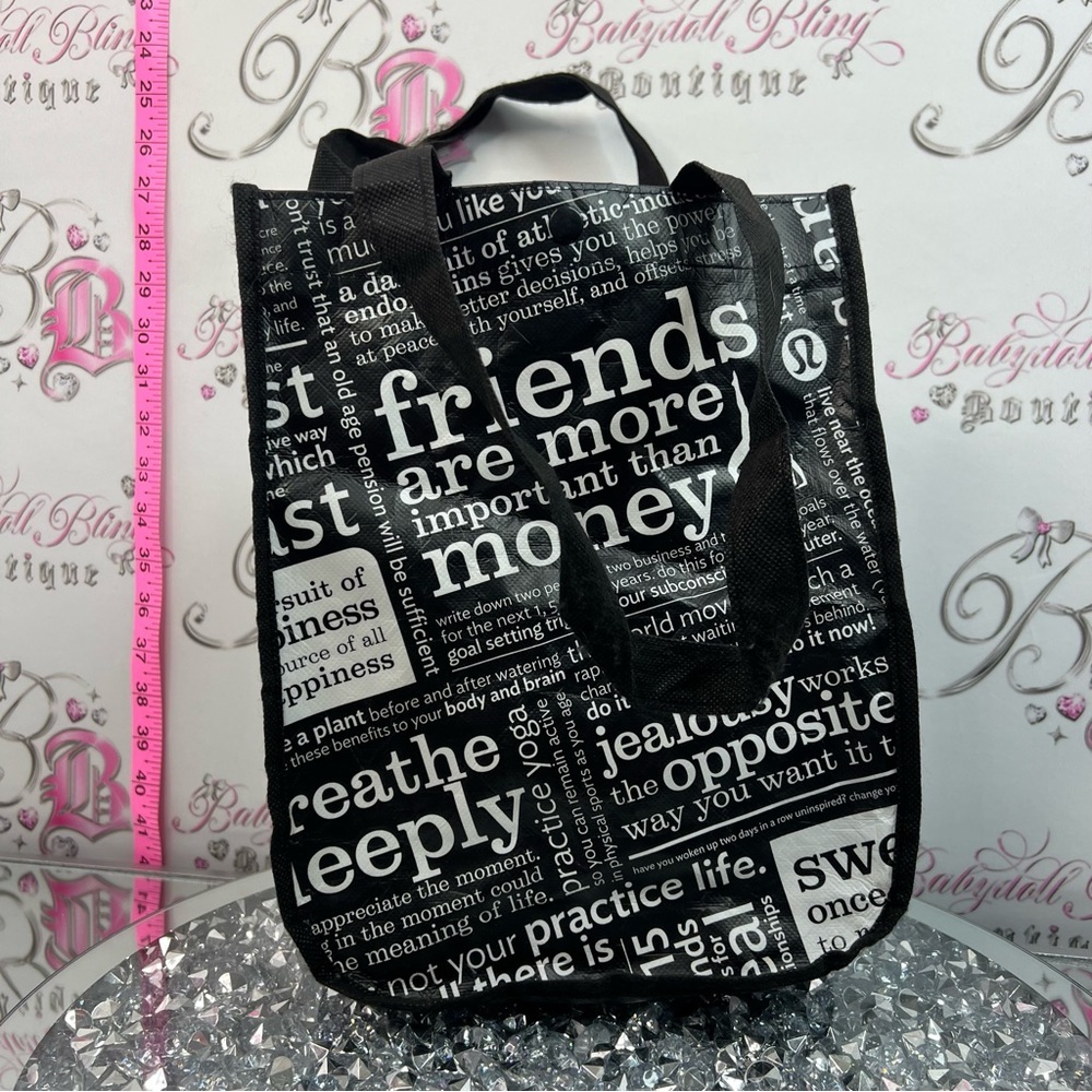 lululemon athletica Black and White Text-Print Tote